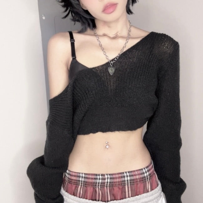 Edgy Casual Femboy Style with Off-Shoulder Sweater and Plaid Mini Skirt Edgy Casual Femboy Style with Off-Shoulder Sweater and Plaid Mini Skirt — Femboy Outfits