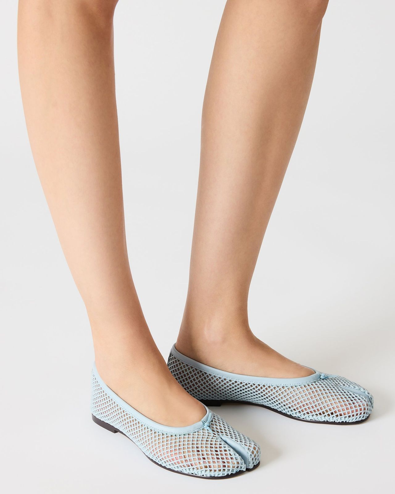 Light Blue Mesh Flats with Modern Split-Toe Detail Light Blue Mesh Flats with Modern Split-Toe Detail — Mesh Ballet Flats Outfits