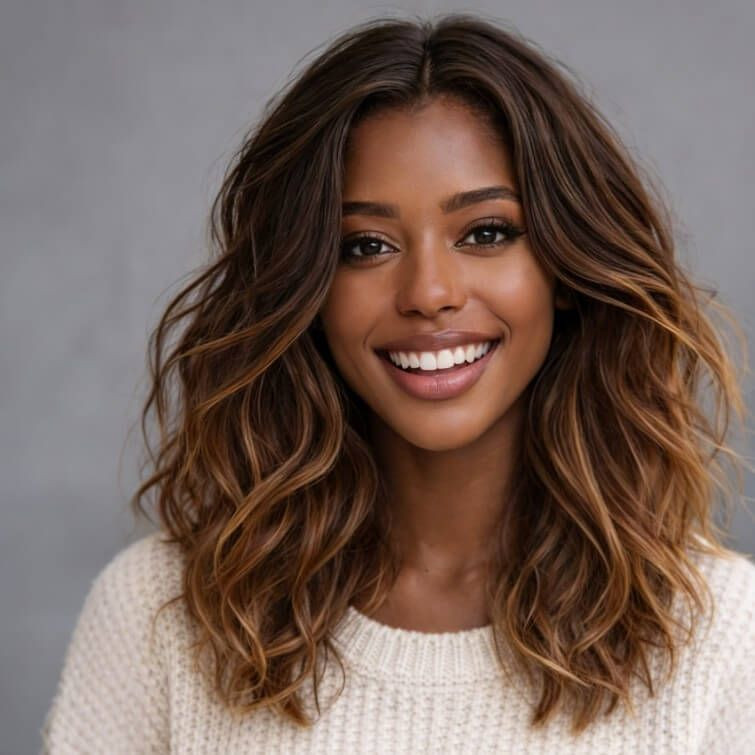 Golden Brown Balayage Lob Golden Brown Balayage Lob — Balayage on Black Women