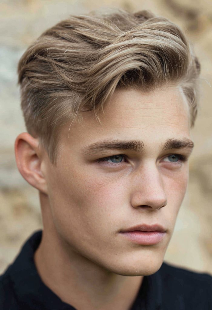 Ash Blonde Side Part With Fade — Mens Haircuts