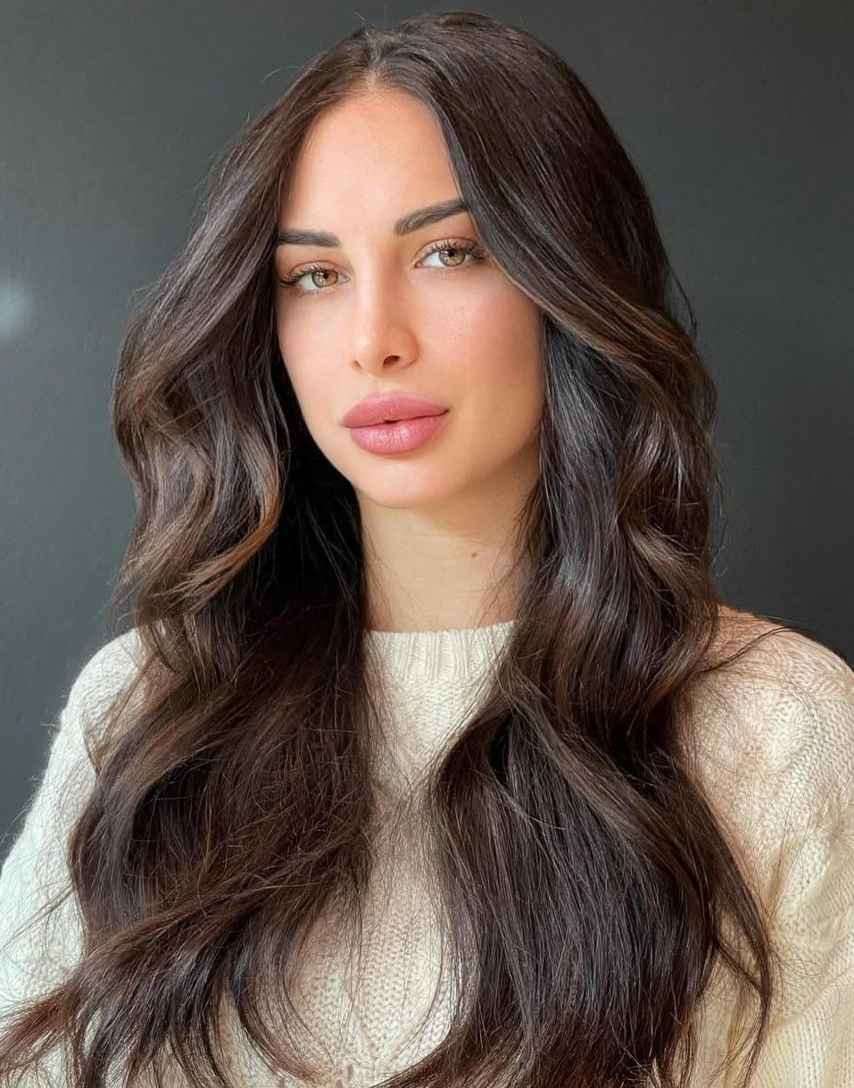 Deep Espresso Brown With Soft Waves — Dark Brown Hair