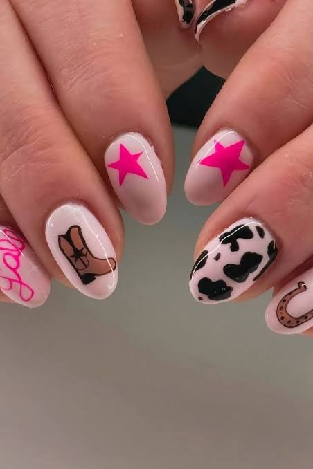 Neat Application Clear Decals Visual Idea — Country Concert Nails