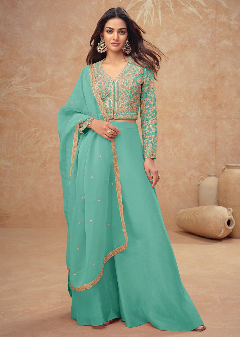 Festive Formal: Teal Embroidered Co-ord Festive Formal: Teal Embroidered Co-ord — Dubai Outfits