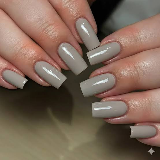 Neutral Taupe Grey Short Square Nails Neutral Taupe Grey Short Square Nails — First Acrylic Nails
