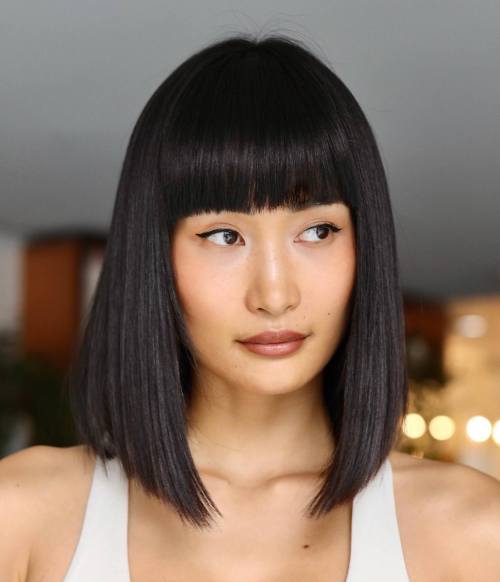 Minimalist Black Bob and White Tank: A Classic Duo — Blunt Bangs