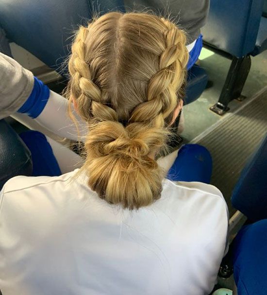 Double French Braid Into Messy Bun — Basketball Hairstyles