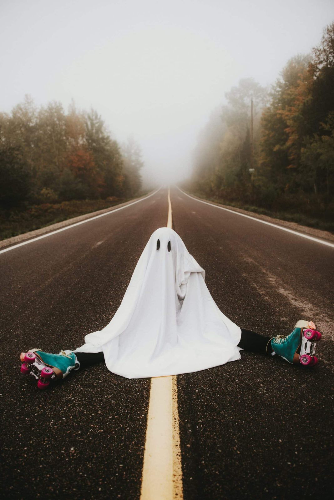 Ghost Costume with Teal Skates for a Themed Event — Roller Skating Outfits
