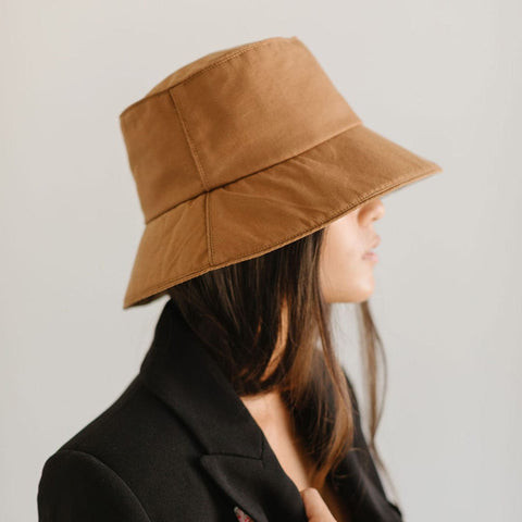Mid-Back Straight Dark Brown Hair with Brown Hat Mid-Back Straight Dark Brown Hair with Brown Hat — Bucket Hat Hairstyles