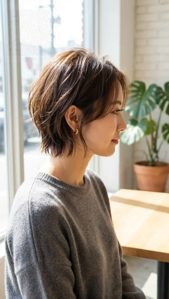 Chin Length Bob With Caramel Highlights — Layered Hair