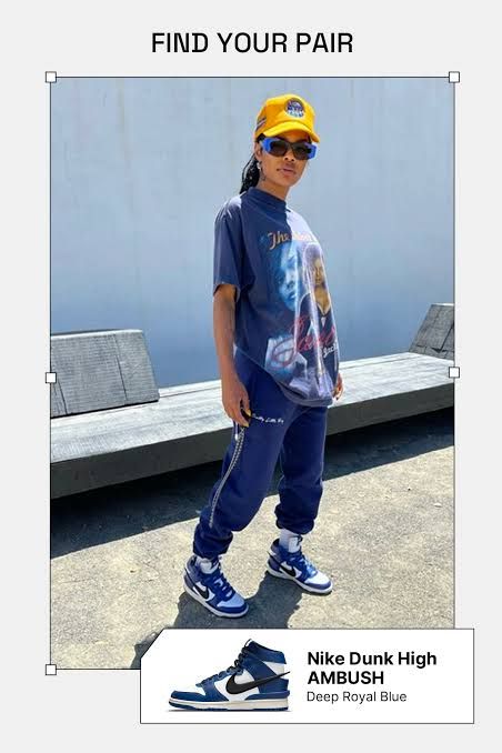 Casual Royal Blue and White Dunks with Graphic Tee and Cap Casual Royal Blue and White Dunks with Graphic Tee and Cap — Nike Dunk Outfits