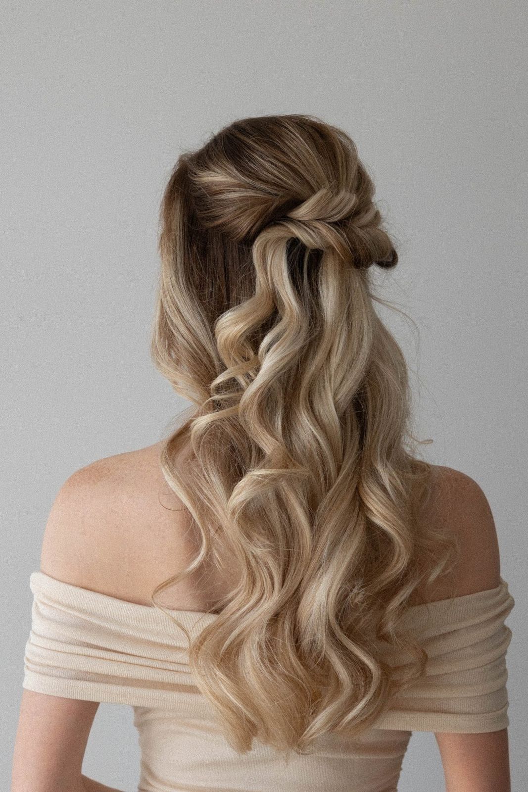 Blonde Braided Half-Up With Curls — Half Up Half Down Medium Hair