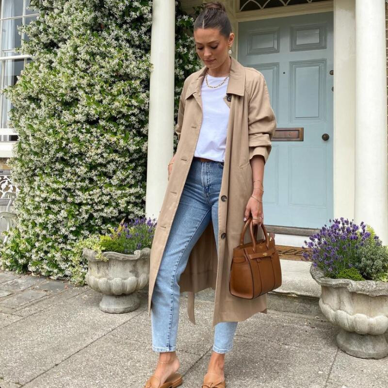 Timeless Trench: Casual Denim and T-Shirt — Outfits for Rectangle Shape