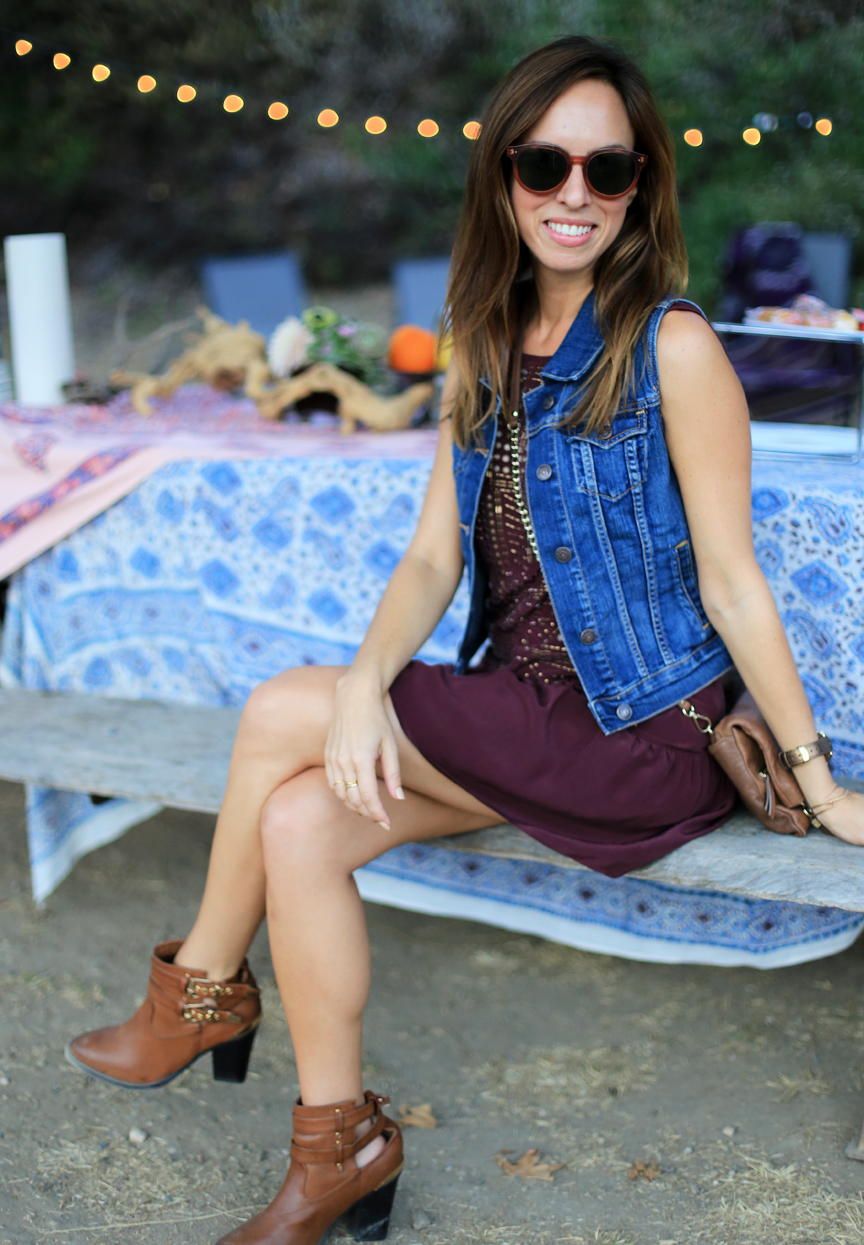 Denim Vest and A-Line Dress for Glamping Chic — Glamping Outfits