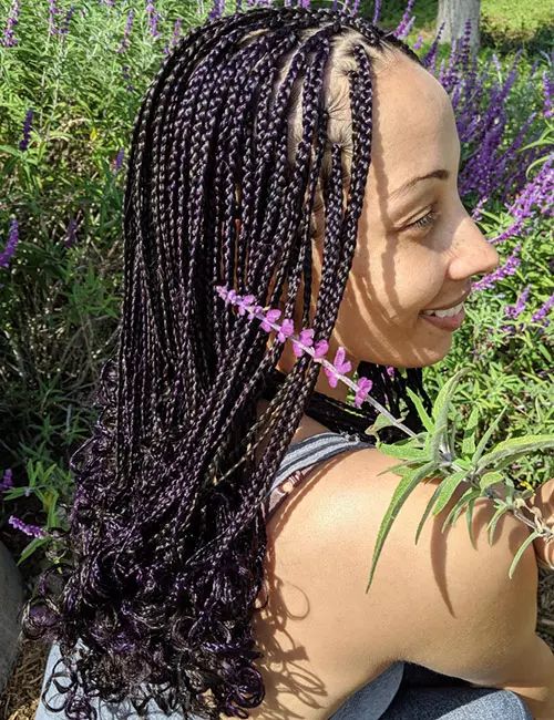Dark Purple Braids With Lighter Highlights Dark Purple Braids With Lighter Highlights — Braids with Curly Ends