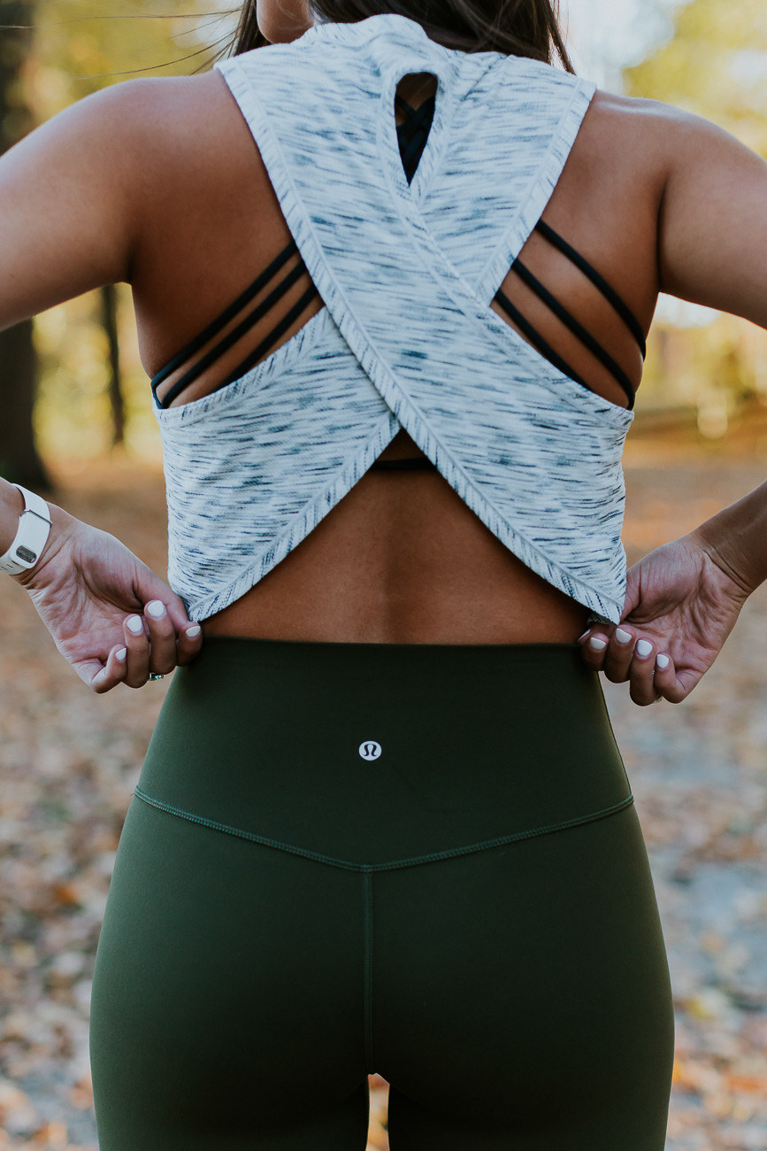 Olive Green Align Leggings with Criss-Cross Tank Detail Olive Green Align Leggings with Criss-Cross Tank Detail — Lululemon Align Outfits