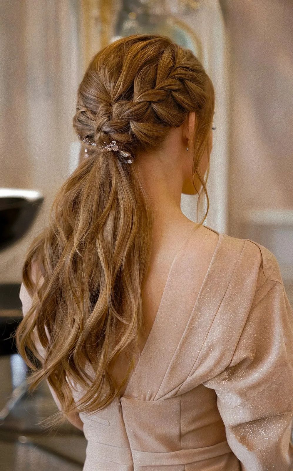 Half Up Braided Accent With Cascading Curls — Prom Hairstyles