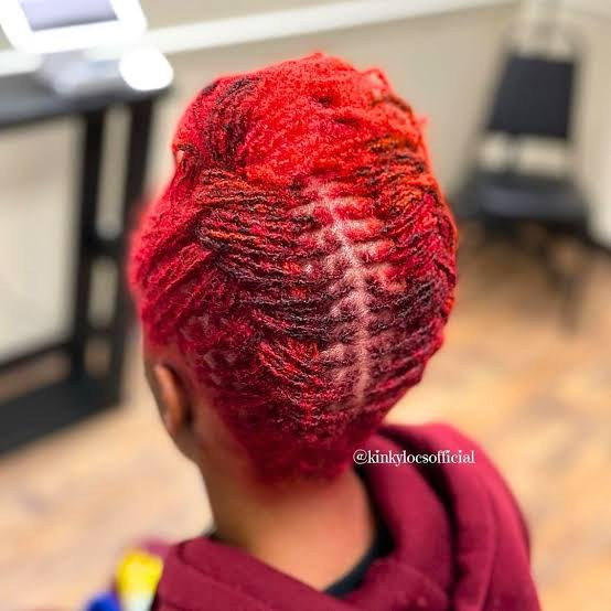 Vibrant Red Textured Updo — Sisterlocks Updo