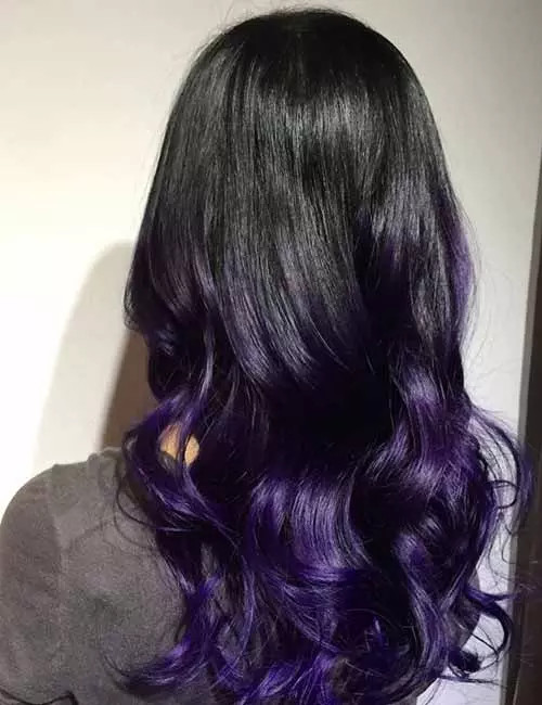 Bold Deep Purple Ombre Waves — Purple Black Hair