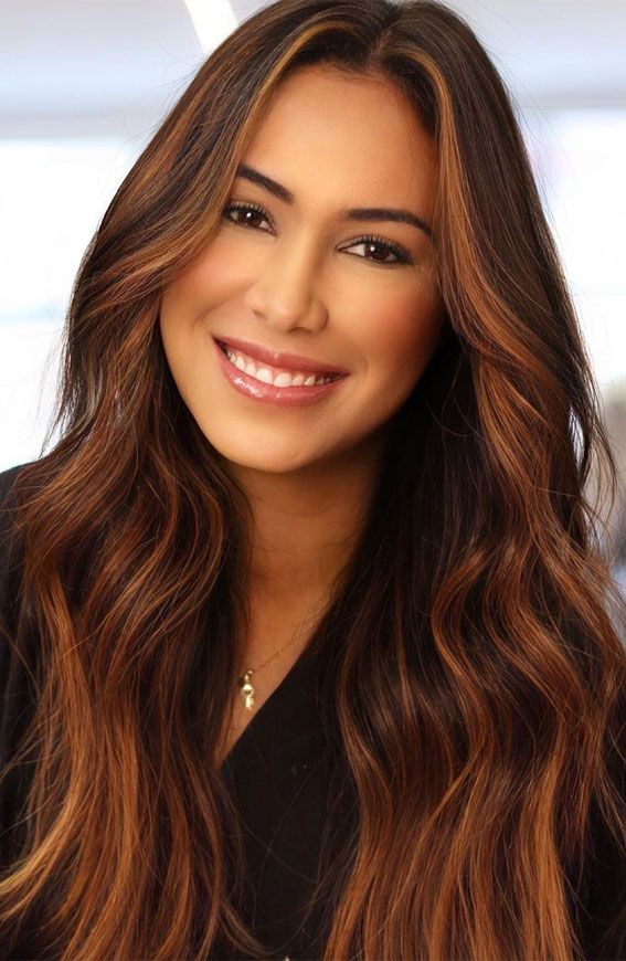 Dark Caramel and Chestnut Brown Blend Dark Caramel and Chestnut Brown Blend — Hair Color for Tan Skin