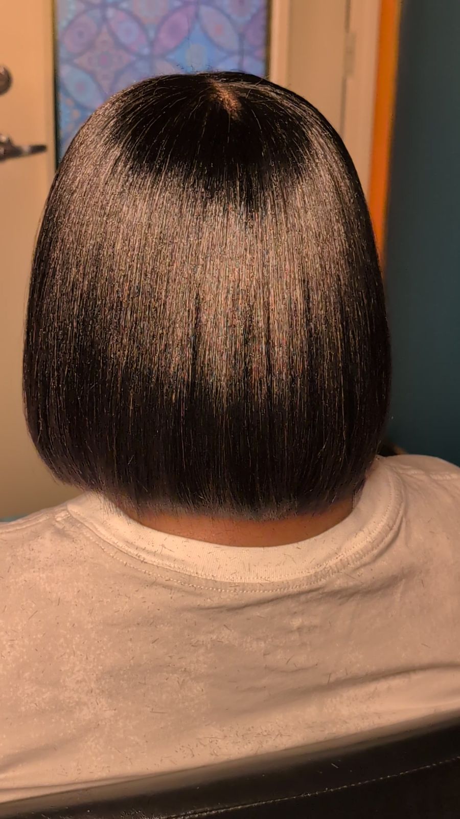 Blunt Dark Brown Bob (Back View) Blunt Dark Brown Bob (Back View) — Silk Press Bob