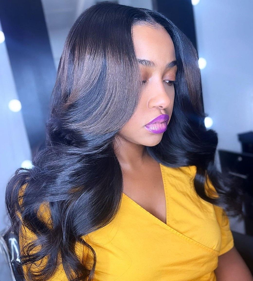 Dark Brown With Glossy Voluminous Waves — Closure Sew In