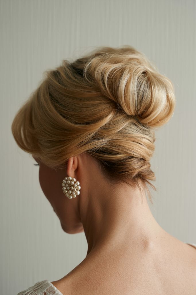Golden Blonde Rolled Updo With Side Part Golden Blonde Rolled Updo With Side Part — Mother of the Bride Hairstyles