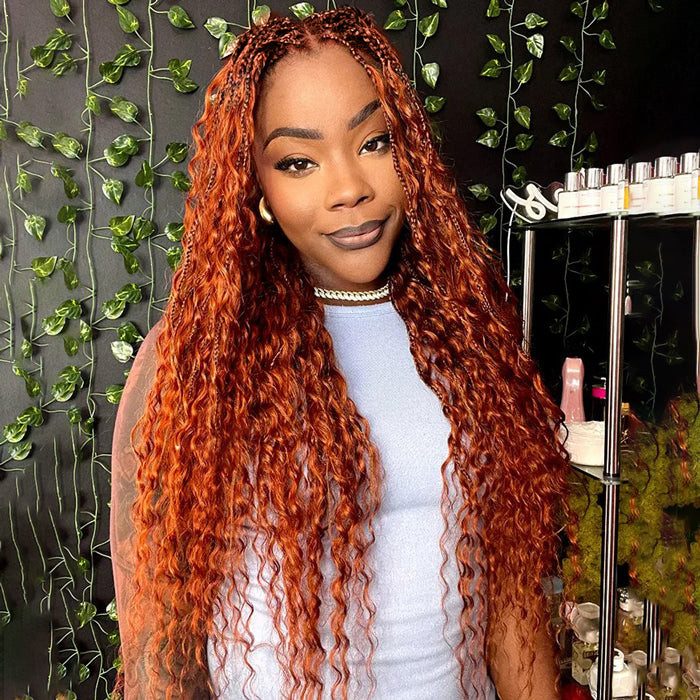 Micro Braids in Bright Ginger With Wavy Ends Micro Braids in Bright Ginger With Wavy Ends — Ginger Braids