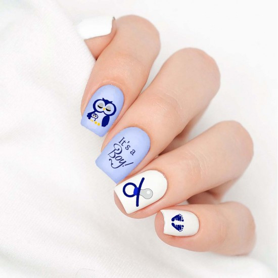 Matte Visual Idea — Baby Shower Nails