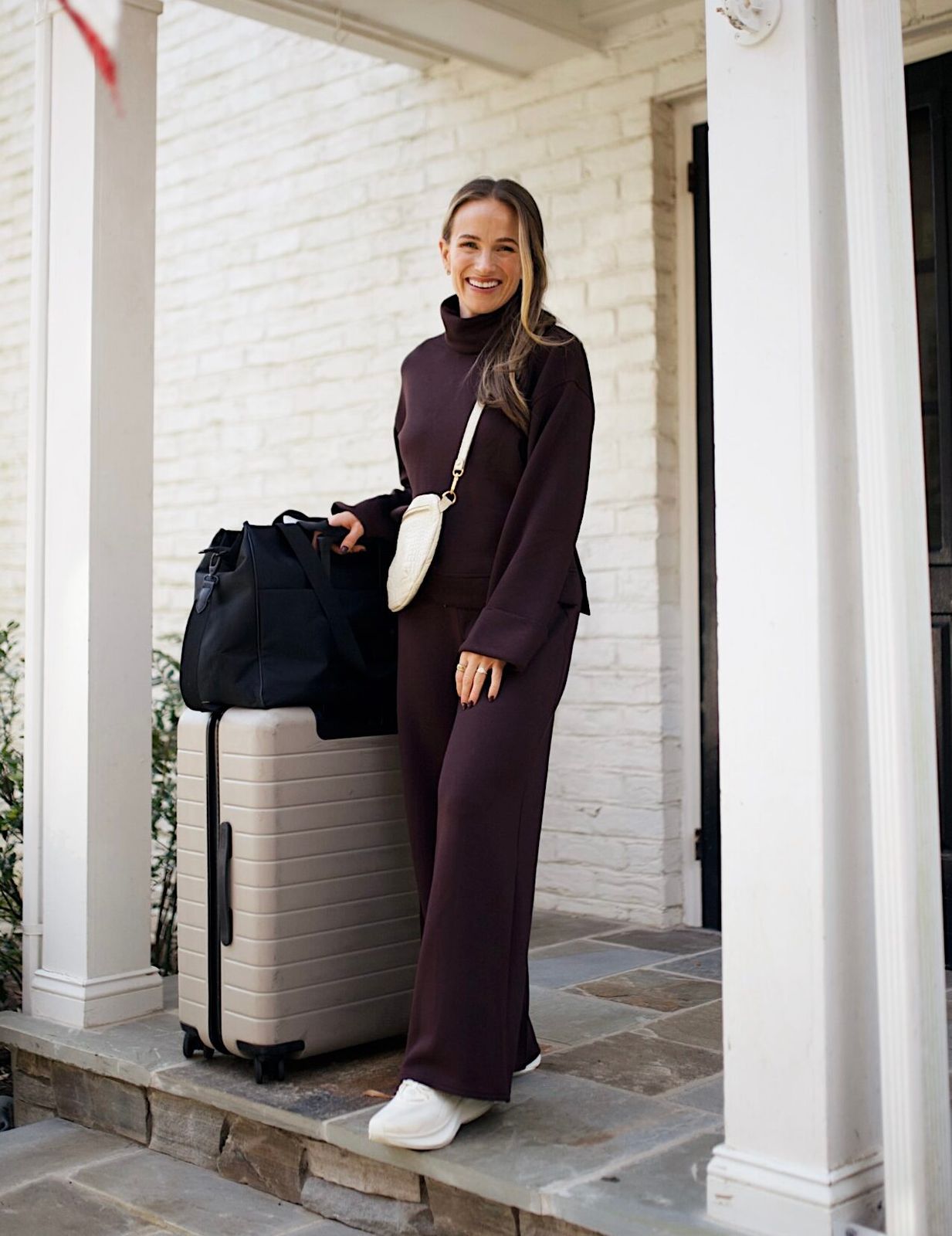 Coordinated Knit Set for Ultimate Travel Comfort Coordinated Knit Set for Ultimate Travel Comfort — Road Trip Outfits