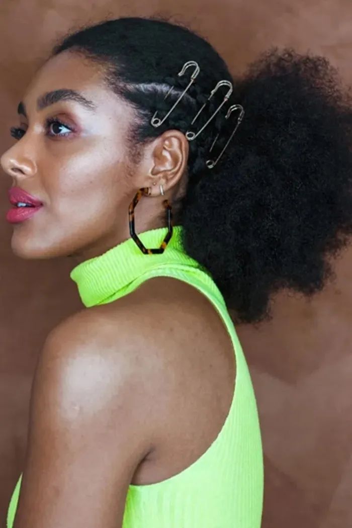 Puff Ponytail with Braided Sides and Pins