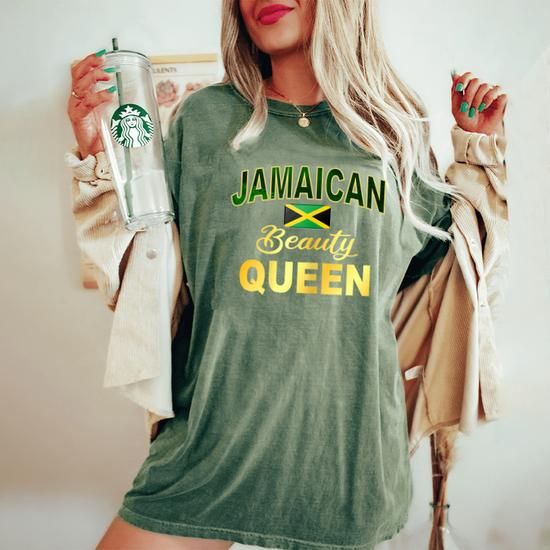 Oversized 'Jamaican Beauty Queen' T-Shirt with Jacket — Jamaica Outfits