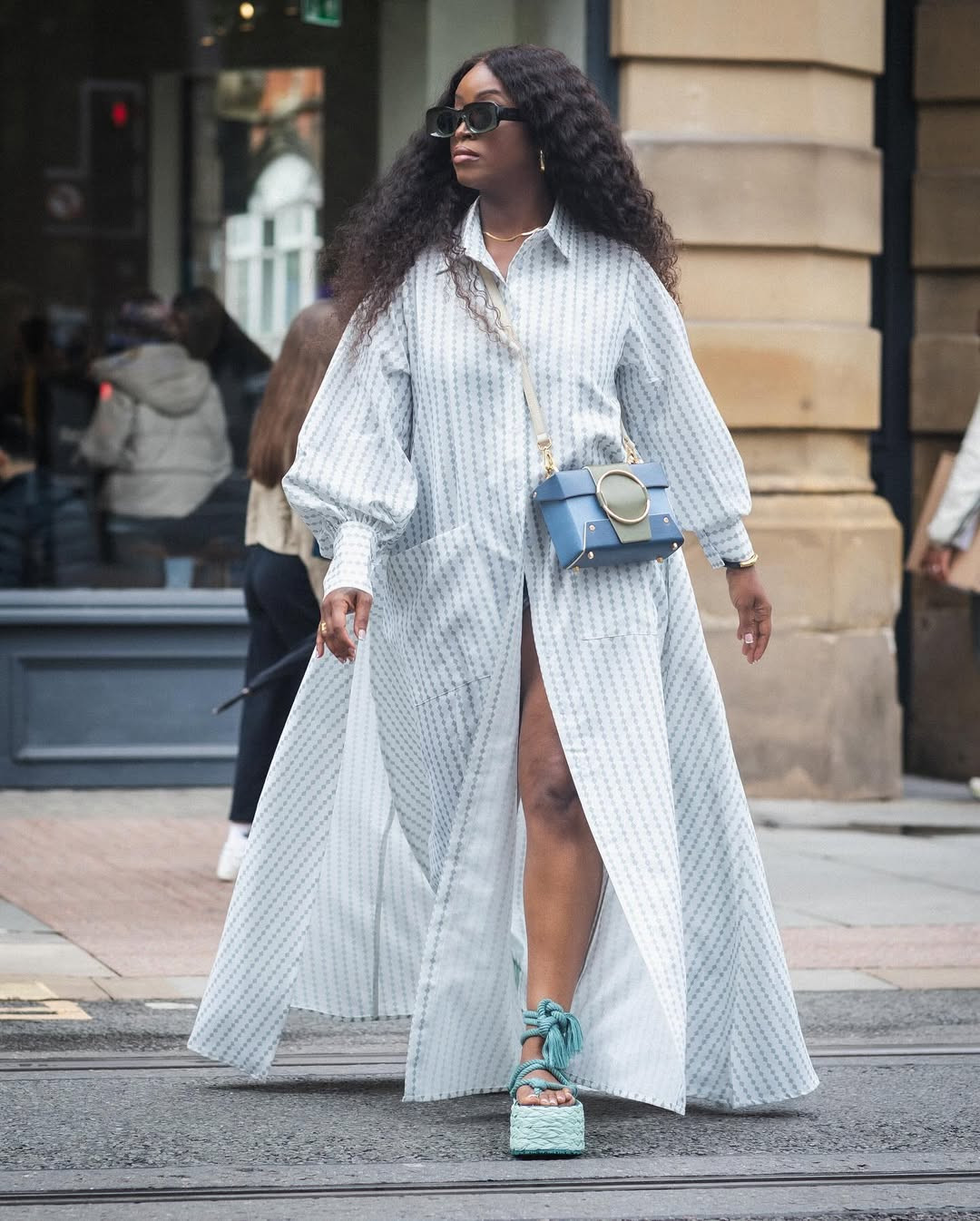 Flowing Maxi Shirt Dress with Platform Sandals Flowing Maxi Shirt Dress with Platform Sandals — Stealth Wealth Outfits