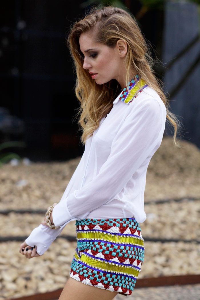 Festive Party Wear: Beaded Mini Skirt Ensemble Brazil Outfits