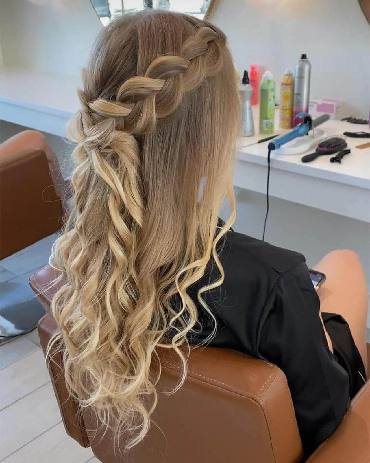 Half-Up Half-Down with Braided Crown — Prom Updos