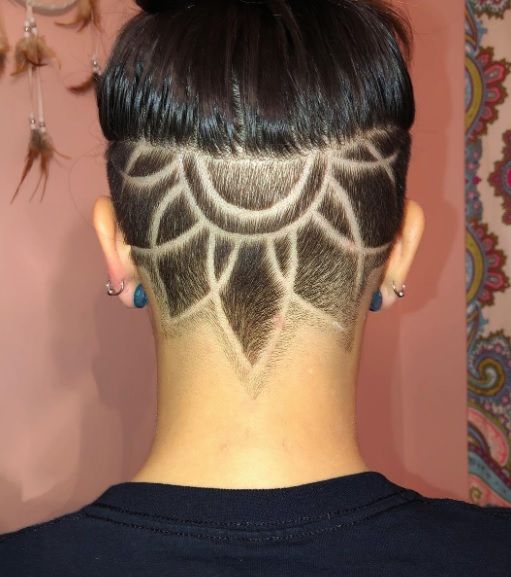 Long Hair with Intricate Nape Undercut — Undercut Hairstyles for Women