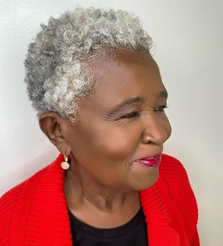 Short Coily Grey Pixie — Natural Hairstyles Over 50