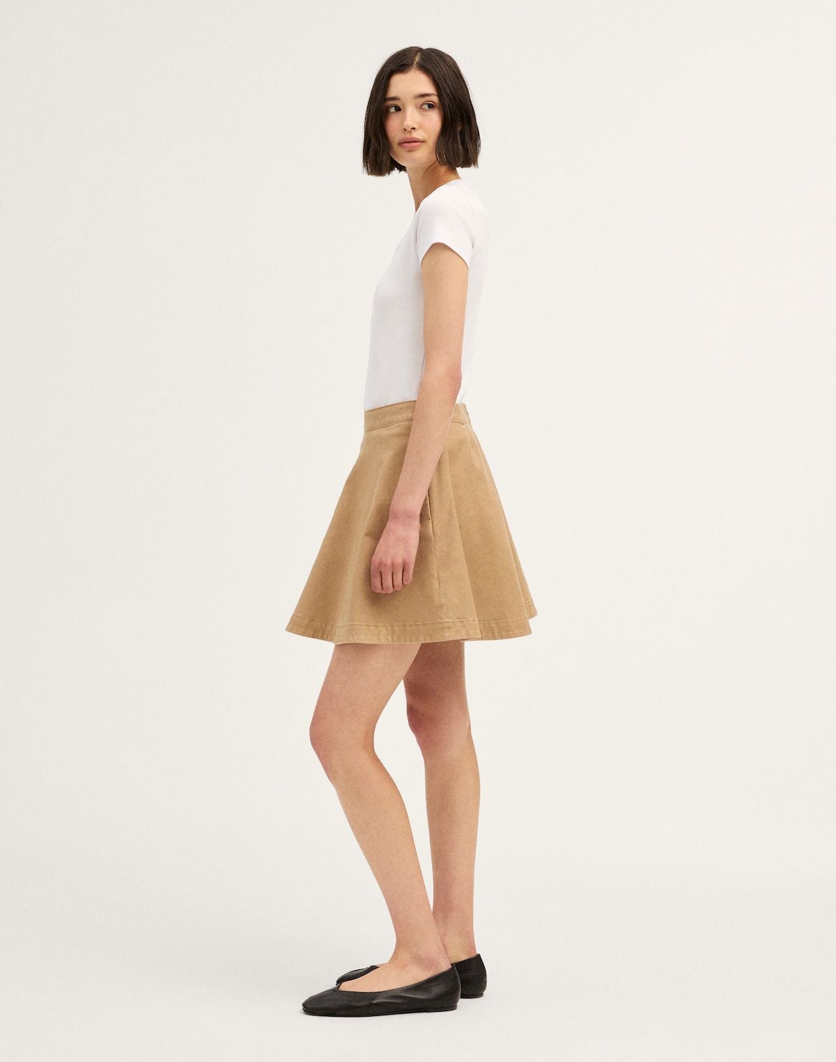 Tan Corduroy A-Line Mini Skirt for Casual Wear A Line Skirt Outfits