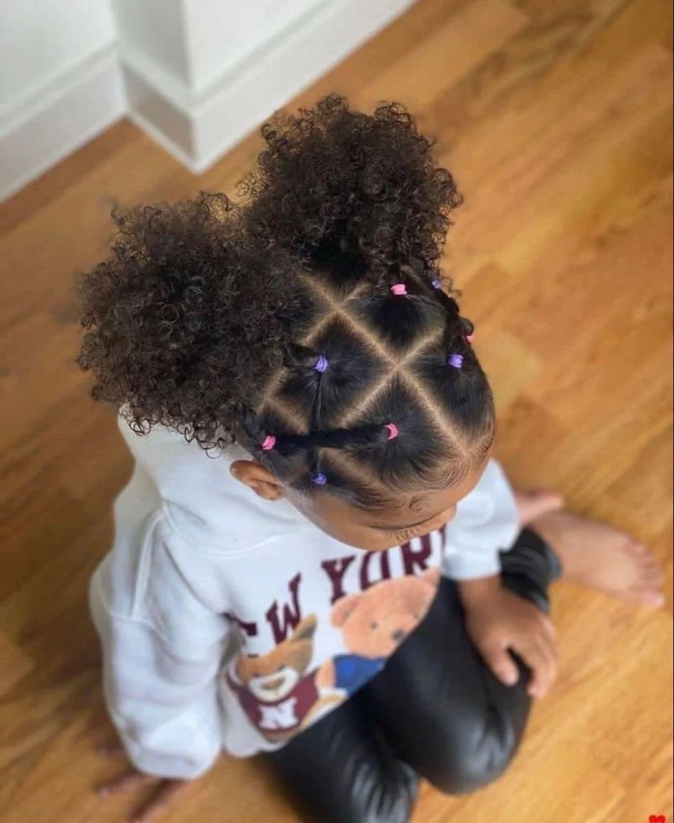 Diamond Section Space Buns Diamond Section Space Buns — Little Black Girl Hairstyles
