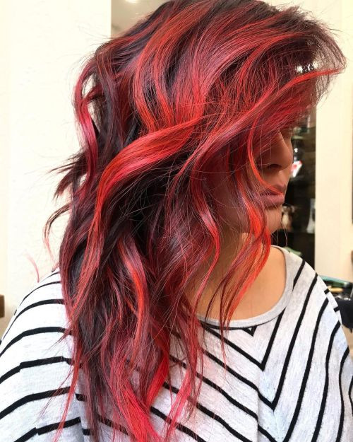 Dark Red With Bright Red Highlights — Bright Red Hair