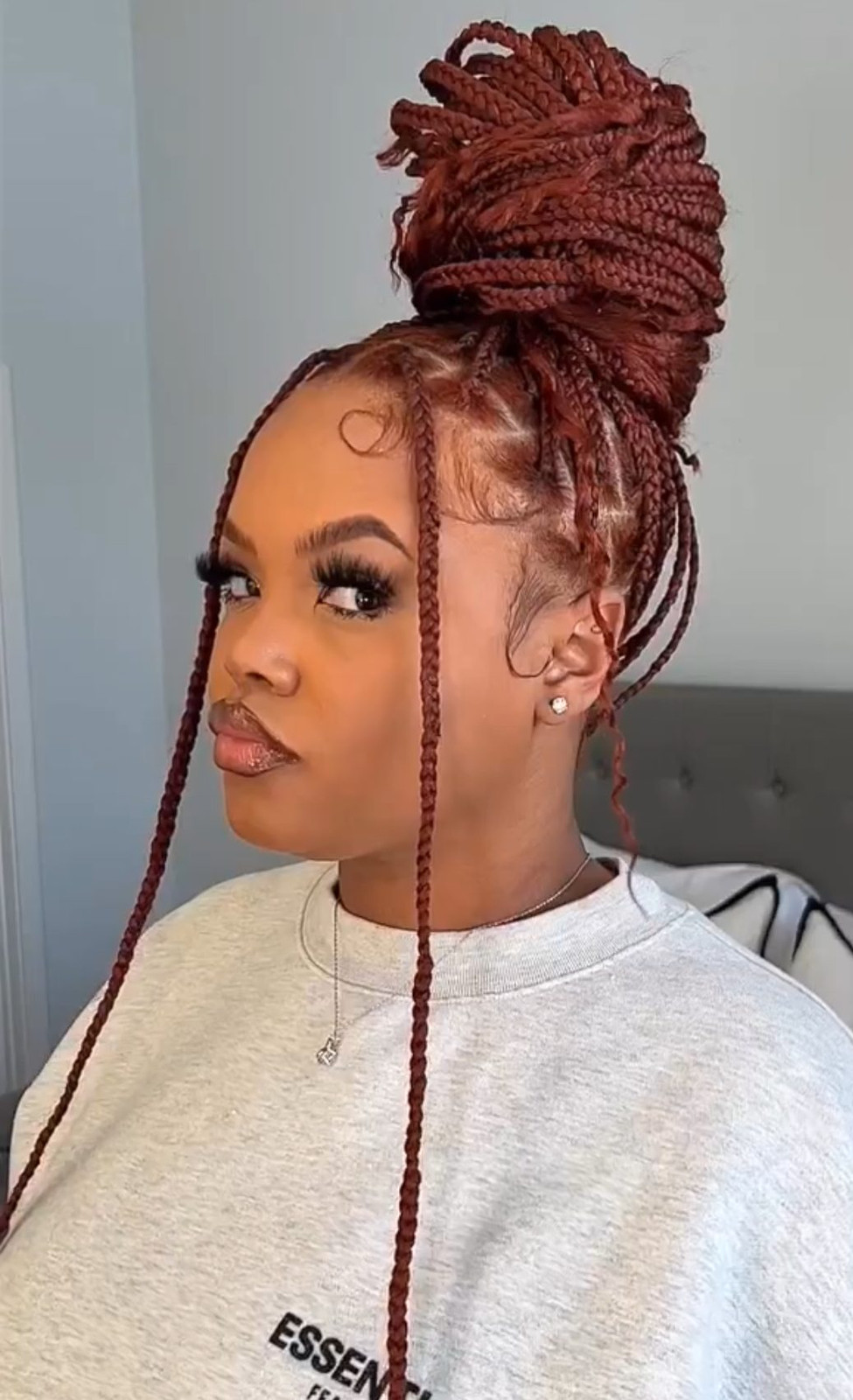 High Bun With Face-Framing Loose Braids — Knotless Braids Updo