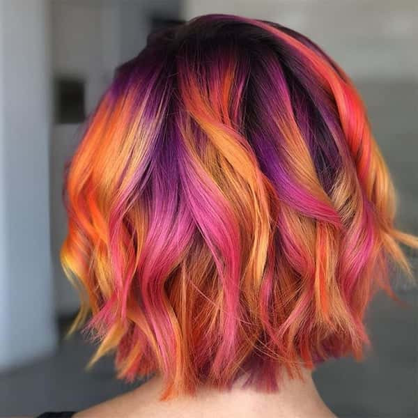 Layered Bob With Sunset Ombre — Sunset Hair