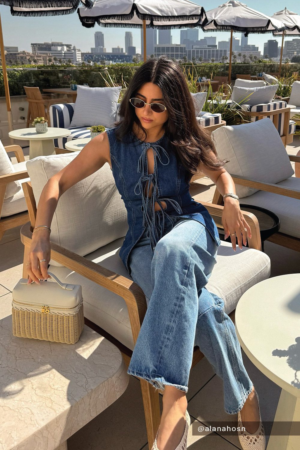 Sleeveless Tie-Front Denim Top with Light Wash Jeans — Denim Outfits