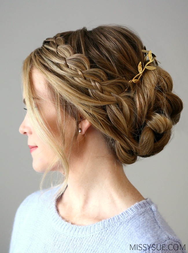 Honey Blonde Intricate Crown Detail — Braided Updo