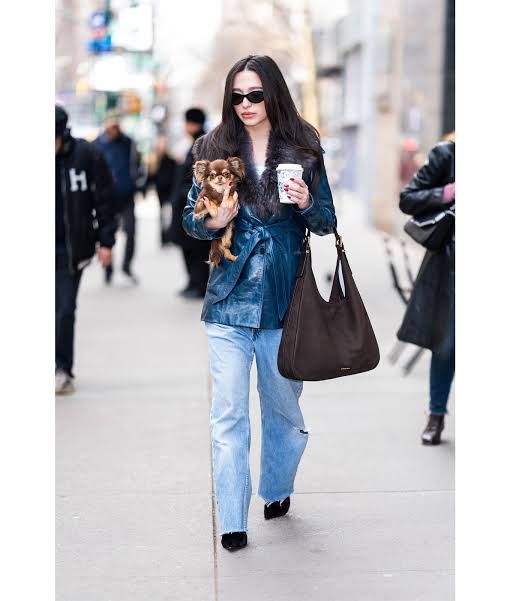 Hobo Bag with Fur-Trimmed Jacket and Wide-Leg Denim — Michael Kors Bag Outfits