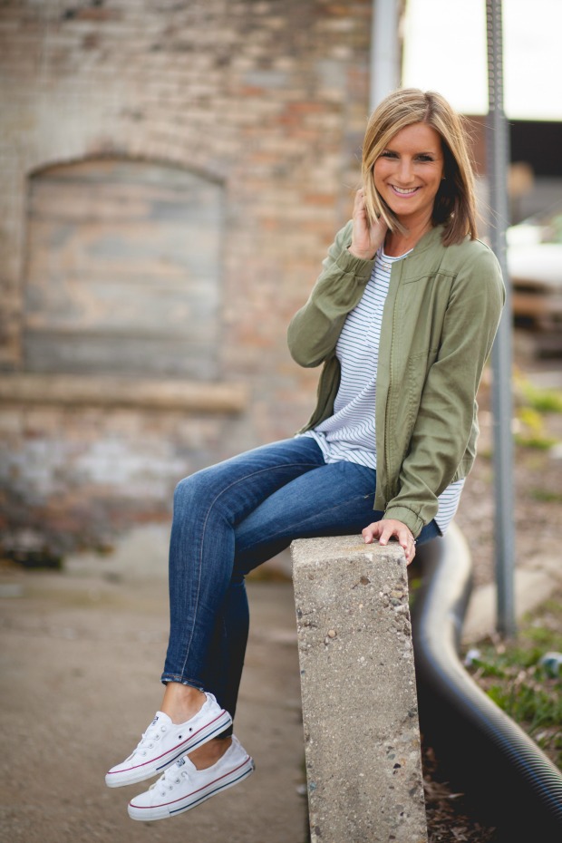 Casual Comfort with White Low-Tops and an Olive Bomber — Converse Outfits