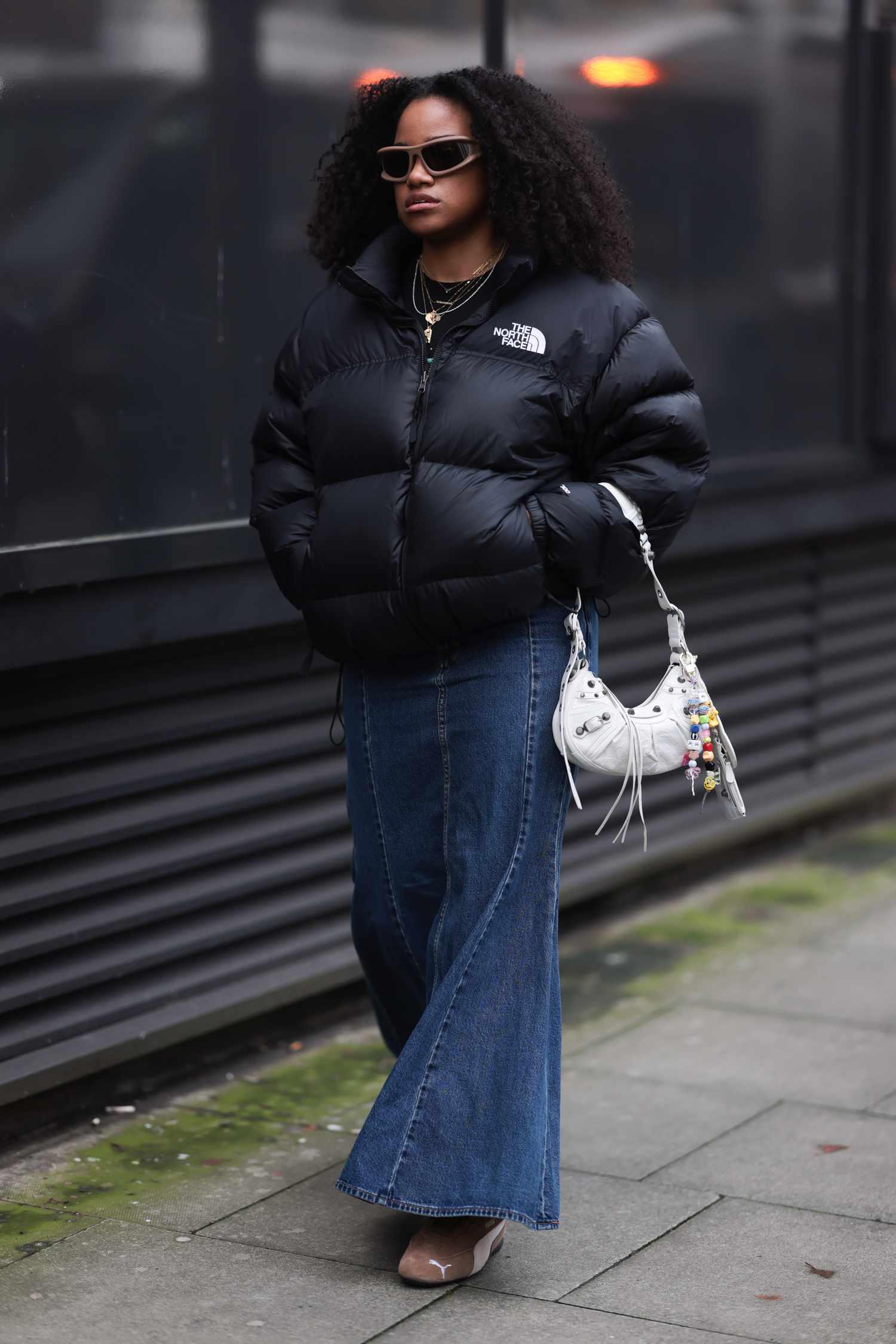 Maxi Denim Skirt with Puffer Jacket — Jean Skirt Outfits