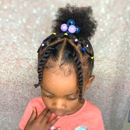 Symmetrical Braids with Colorful Beads Symmetrical Braids with Colorful Beads — Toddler Girl Hairstyles