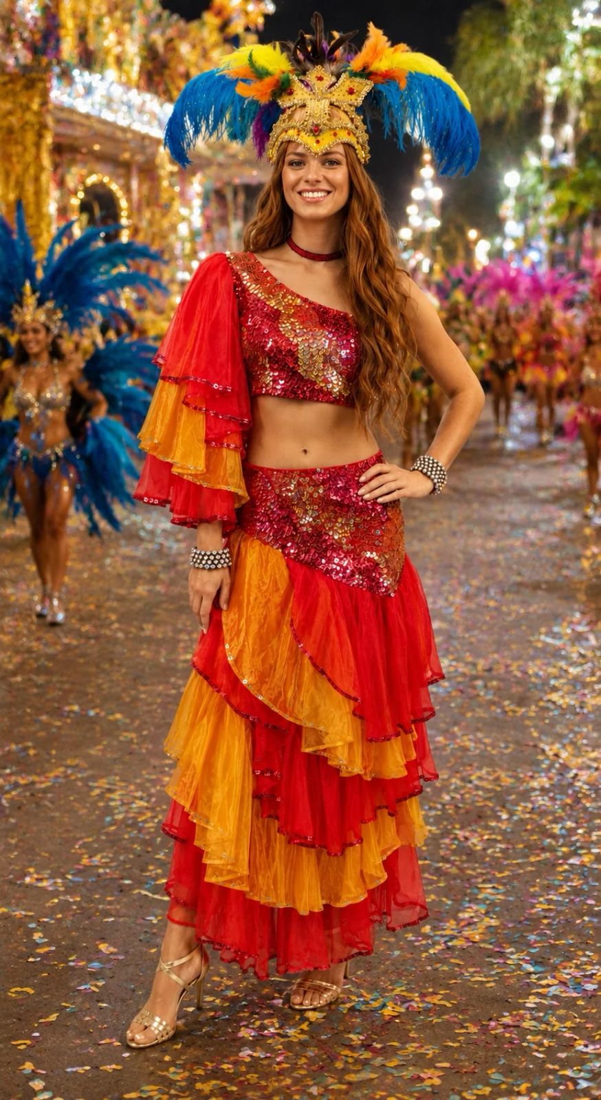 Carnival Flair: Sequined Top and Tiered Ruffled Skirt Carnival Flair: Sequined Top and Tiered Ruffled Skirt — Vegas Show Outfits