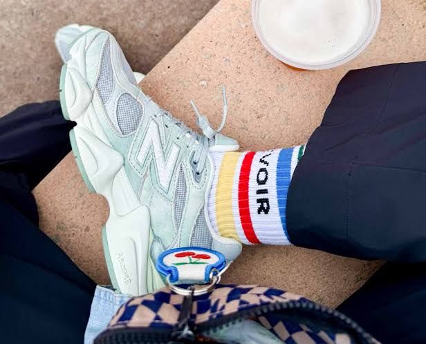 Light Grey 9060s with Colorful Socks and Cherry Charm Light Grey 9060s with Colorful Socks and Cherry Charm — New Balance 9060 Outfits