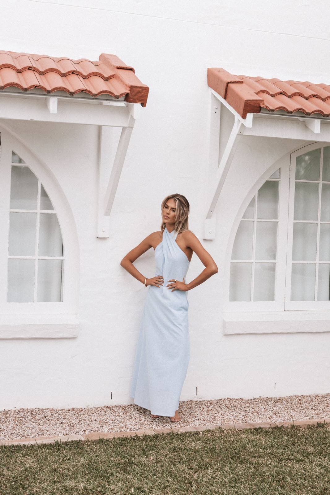 Light Blue Halterneck Maxi Dress for Breezy Style — House Dresses